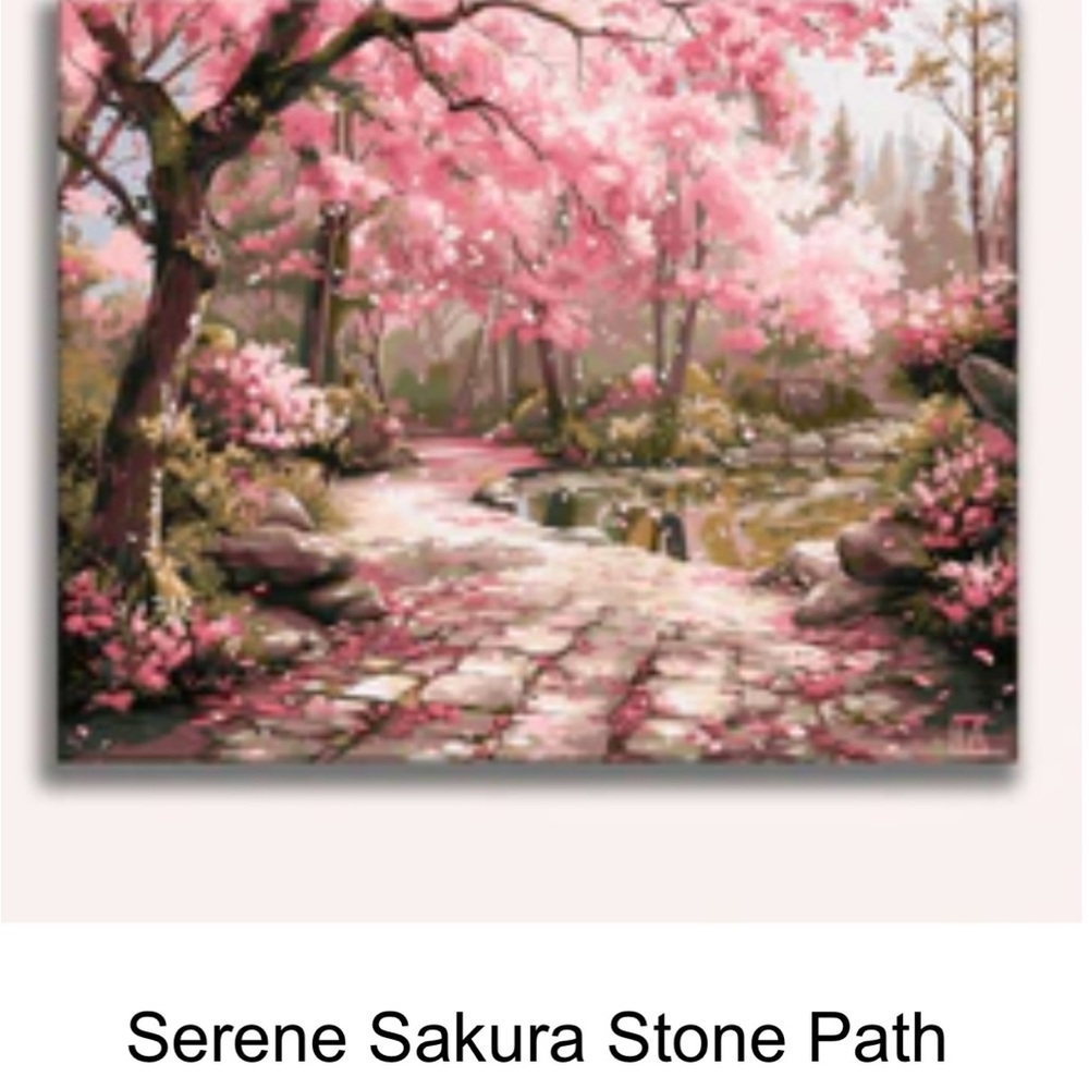 NEW IN BOX PAINT BY NUMBERS
Serene Sakura Stone Path Canvas Art
